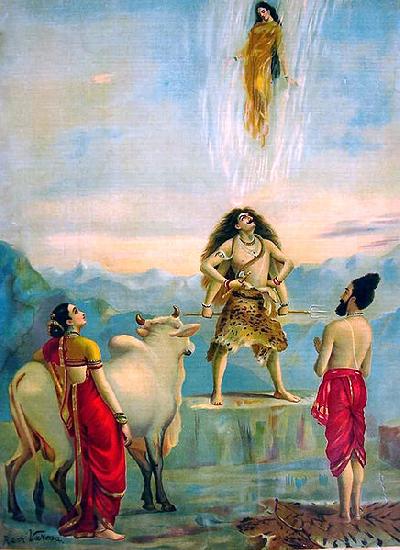 Raja Ravi Varma Ganga vatram or Descent of Ganga Norge oil painting art